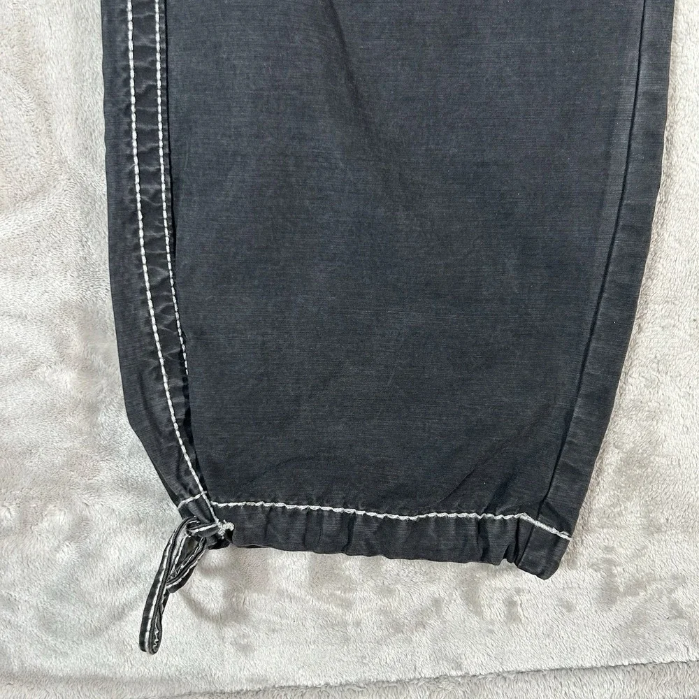 True Religion Anthony Cargo Pants Mens 34x32 Black Flap Pockets Wide Leg Y2K VTG